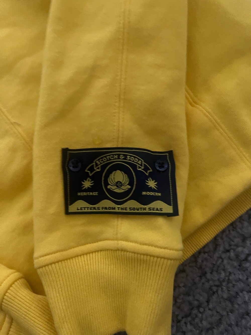 Scotch & Soda Bright Yellow Crewneck Sweatshirt with Sleeve Patch - Picture 4 of 4